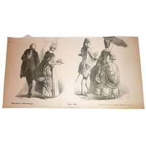 Antique Münchener Bilderbogen Nro 373 German Wood Engraving Braun & Schneider